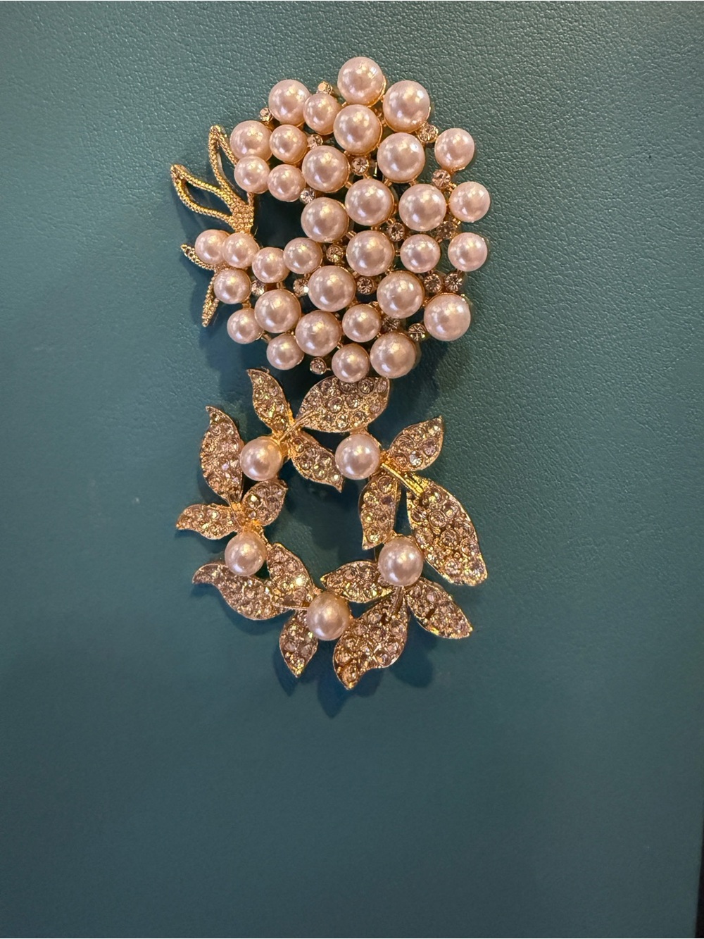 Pearl & Crystal Gold-Tone Floral Brooch - White Pearls